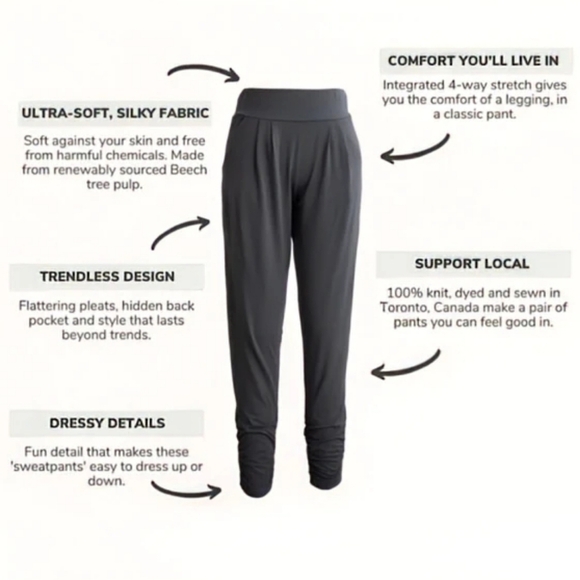 Encircled The Dressy Sweatpant Womens XS Stretch Pull On Elastic Waist Black - Picture 3 of 16